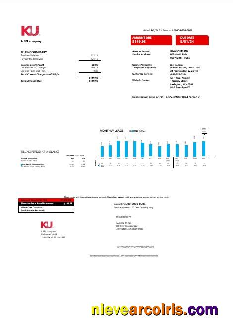 USA Kentucky electricity business utility bill